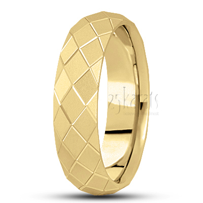 Diamond Pattern Wedding Band - view 2