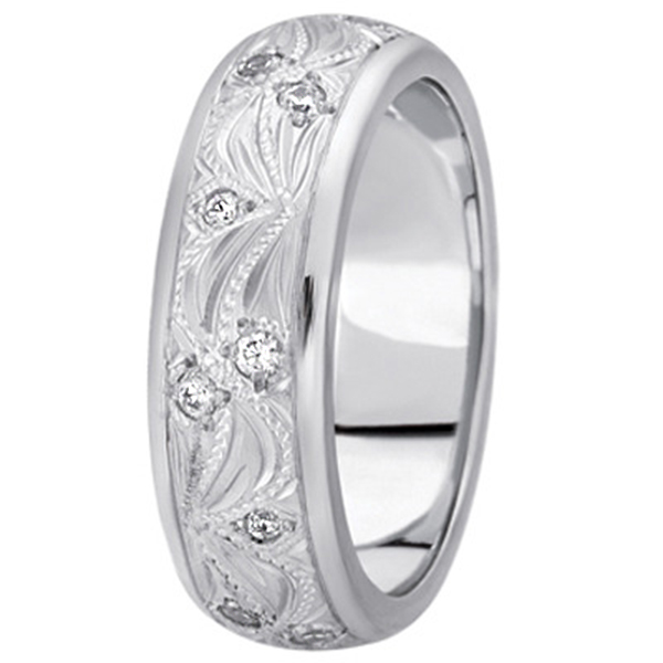 Pave Set Floral Diamond Wedding Band - view 2