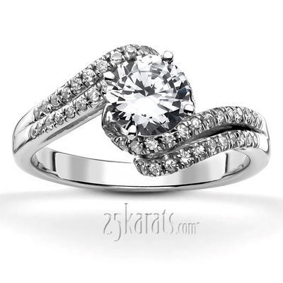 Micro Pave Set Split Shank ByPass Diamond Engagement Ring (1/3 ct. t.w.)