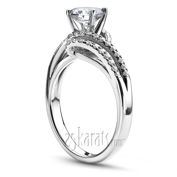 Micro Pave Set Split Shank ByPass Diamond Engagement Ring (1/3 ct. t.w.) - view 2