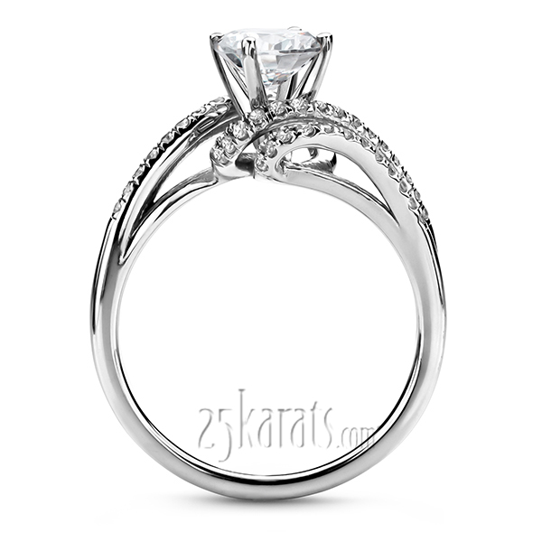 Micro Pave Set Split Shank ByPass Diamond Engagement Ring (1/3 ct. t.w.) - view 4