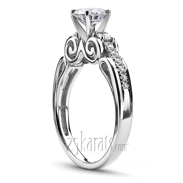 Micro Pave Scroll Diamond Engagement Ring (1/3 ct. t.w.) - view 2