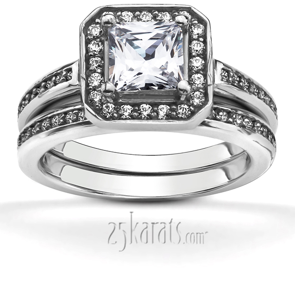 Channel Set Halo Diamond Bridal Ring (0.30 t.c.w.) - view 5