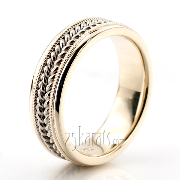 Double-braided Milgrain Hand Woven Wedding Ring  - view 2