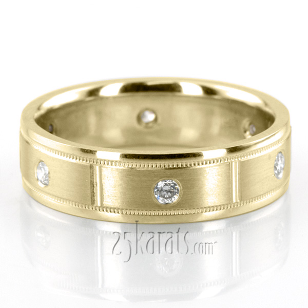 Shiny Edge Milgrain Diamond Wedding Ring  - view 2