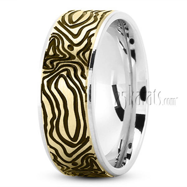 Striped Design Fancy Wedding Band - view 3