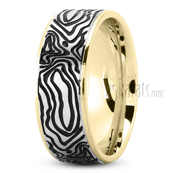 Striped Design Fancy Wedding Band - view 4