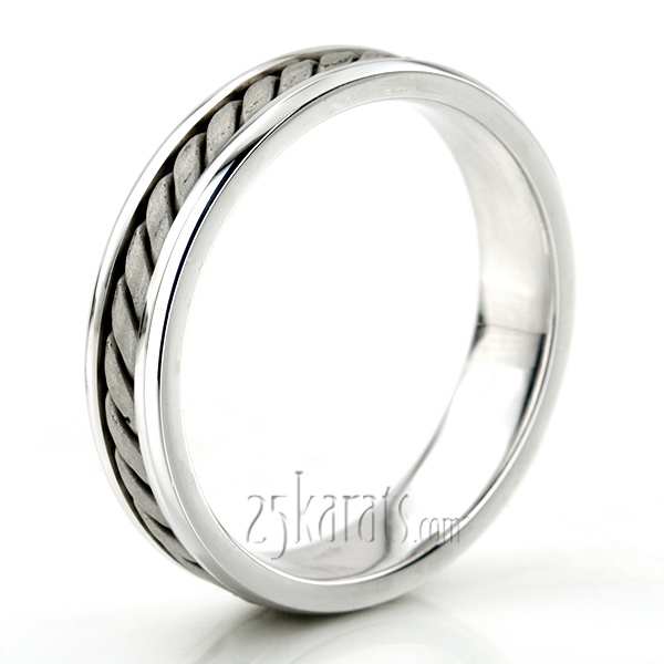 Hand Braided Comfort Fit Wedding Band  - view 2