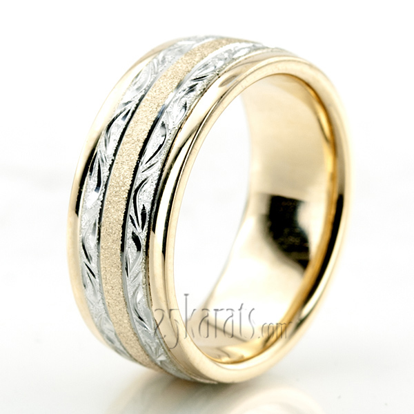 Exclusive Floral Design Wedding Band - view 4