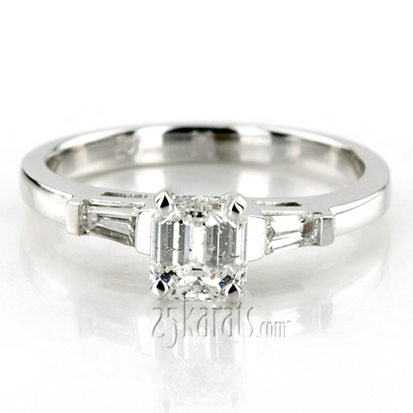 Baguette Cut Bar Set Diamond Bridal Ring (0.16 ct.tw.) - view 2