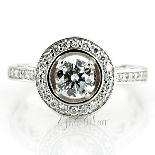 Halo Style Filigree Diamond Engagement Ring (0.31 ct.tw.) - view 7