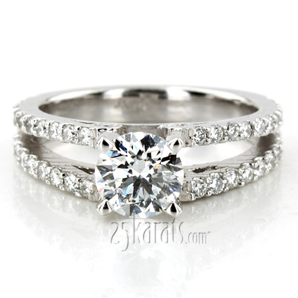 Split Shank Shared Bead Set Diamond Engagement Ring (1/2 ct. t.w.) - view 1