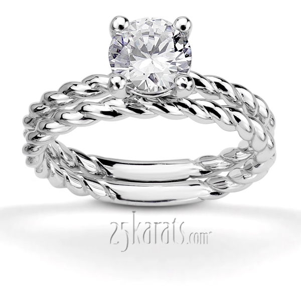 Wire Shank Contemporary Solitaire Engagement Ring - view 6