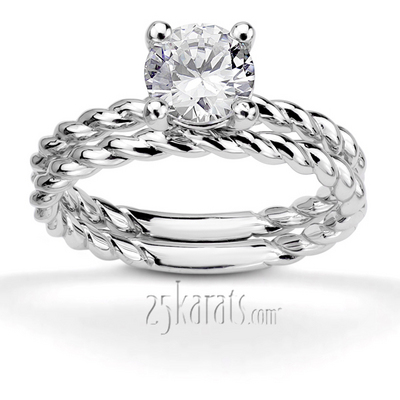 Wire Shank Contemporary Solitaire Engagement Ring - view 6 of 9