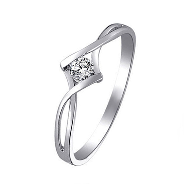 Tension Set Elegant Solitaire Promise Ring (0.15ct. tw.) - view 2