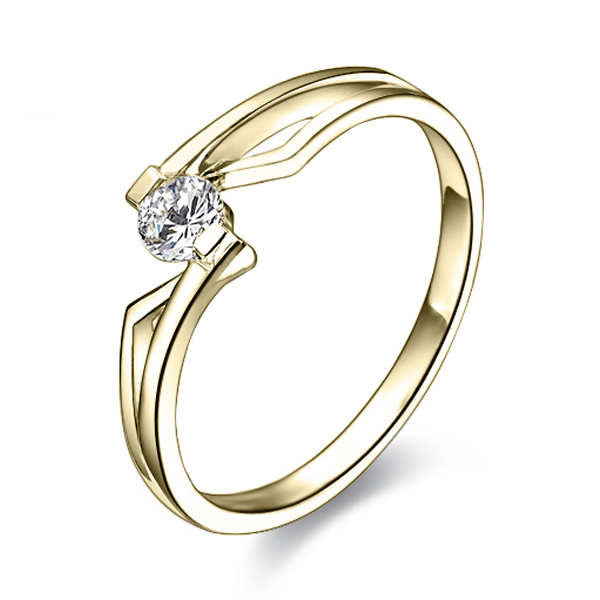 Tension Set Elegant Solitaire Promise Ring (0.08ct. tw.) - view 2