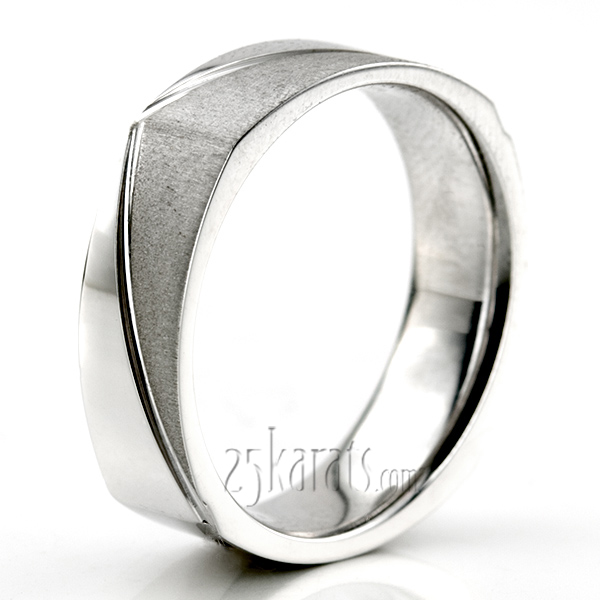 Symmetrical Four Sided Fancy Carved Wedding Ring  - view 3