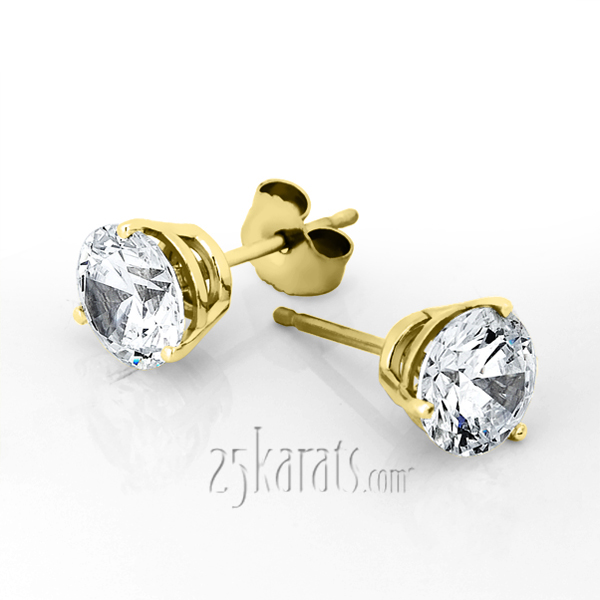 Three Prong Basket Setting I-SI3 Perfect Pair of Diamond Stud Earrings (0.25 ct. tw.) - view 2