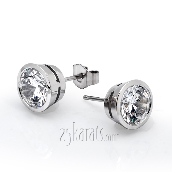 1.5Ct CZ 14K White Gold Screw Back Stud Earrings – Round Brilliant Cut, Italy Made