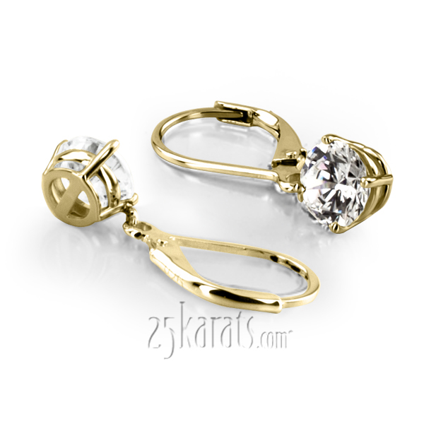 Four Prong Basket Setting Dangle Stud Earrings with a Perfect Pair of Round I-SI3 Diamonds (0.25 ct. tw.) - view 2