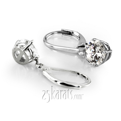 Four Prong Basket Setting Dangle Stud Earrings with a Perfect Pair of Round H-SI2 Diamonds (0.50 ct. tw.) - view 1 of 2