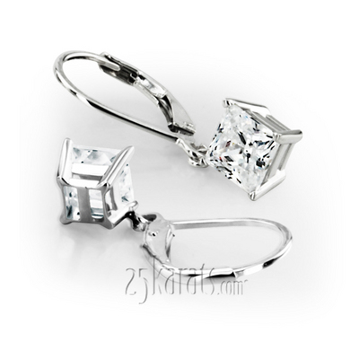 Four Prong Basket Setting Dangle Stud Earrings with a Perfect Pair of Princess I-SI3 Diamonds (0.33 ct. tw.) - view 1 of 2