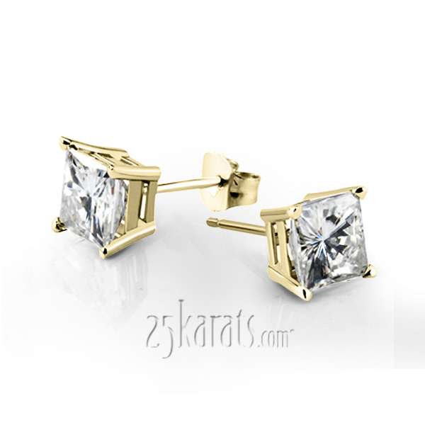 Perfect Pair Diamond Stud Earrings Princess Cut I-SI3 diamonds (0.25 ct. tw.) - view 2