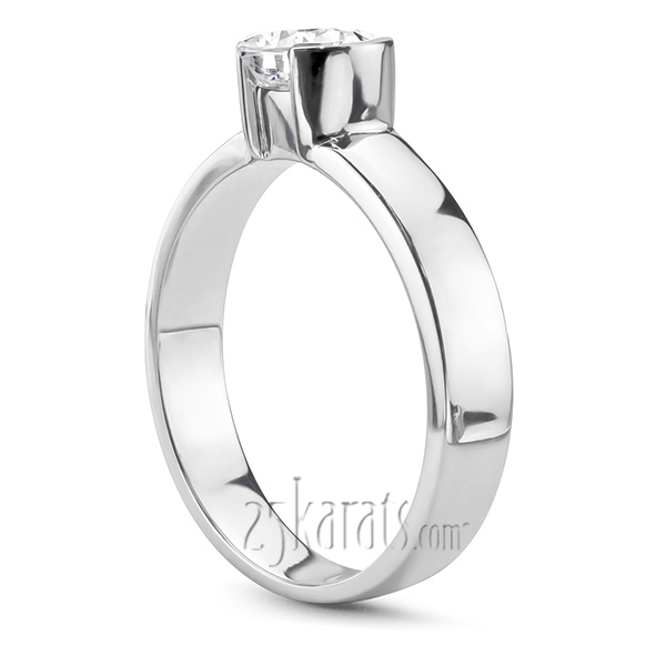 Half Bezel Set Solitaire Engagement Ring  - view 1