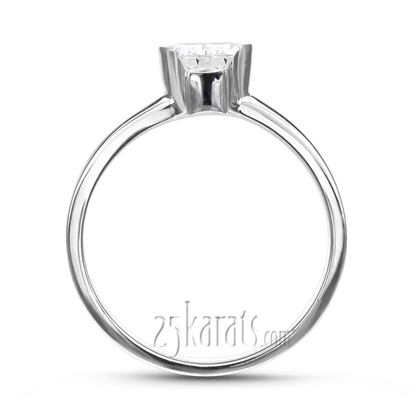 Half Bezel Set Solitaire Engagement Ring  - view 2