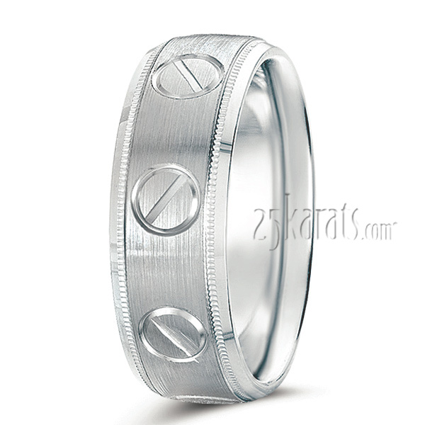 Screw-Head Motif Wedding Ring - view 2