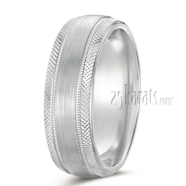 Carved Edge Wedding Ring - view 2