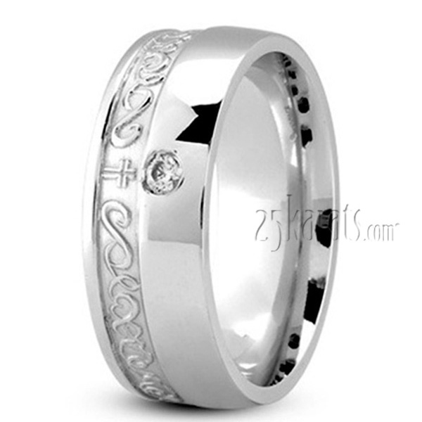 Traditional Cross Diamond Wedding Ring - view 2