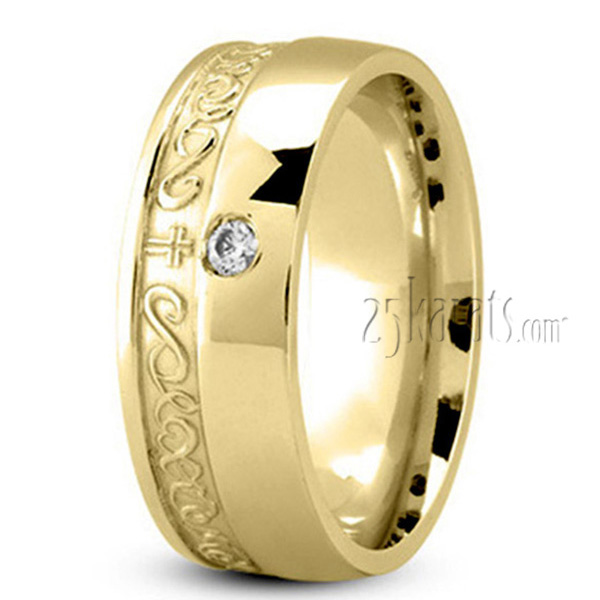 Traditional Cross Diamond Wedding Ring - view 3