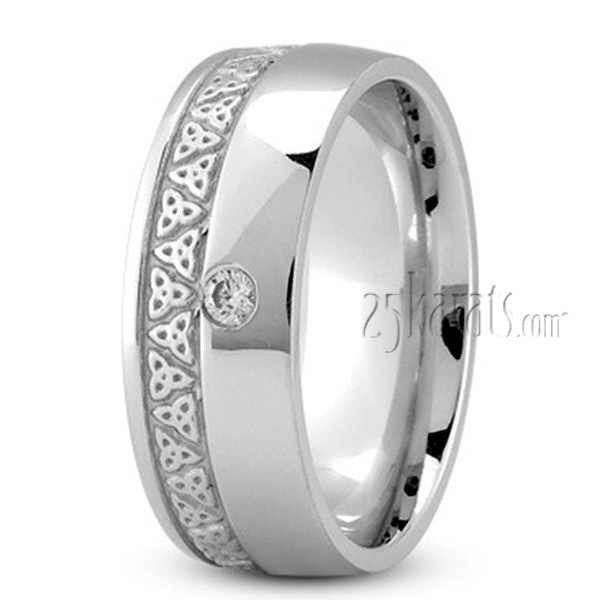 Dome Triquetra Comfort Diamond Wedding Band - view 2