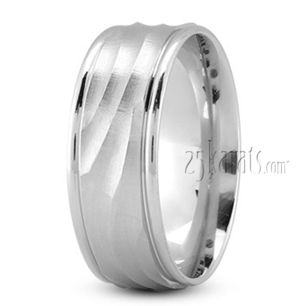 Milled Design Ridged Wedding Band - view 2