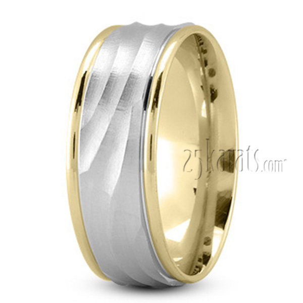 Milled Design Ridged Wedding Band - view 5