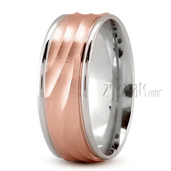 Milled Design Ridged Wedding Band - view 7