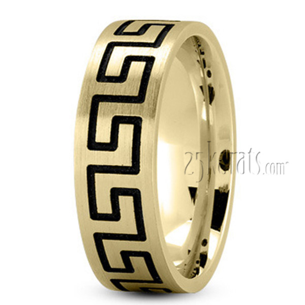 Flat Greek Key Wedding Band - view 2