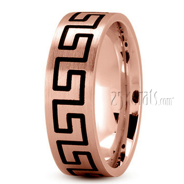 Flat Greek Key Wedding Band - view 3