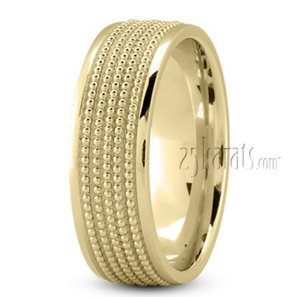 Beaded Design Modern Wedding Band - view 3