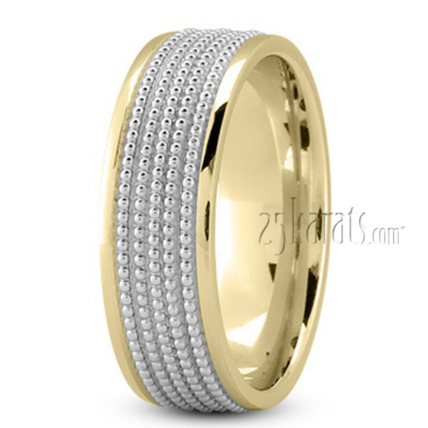 Beaded Design Modern Wedding Band - view 4