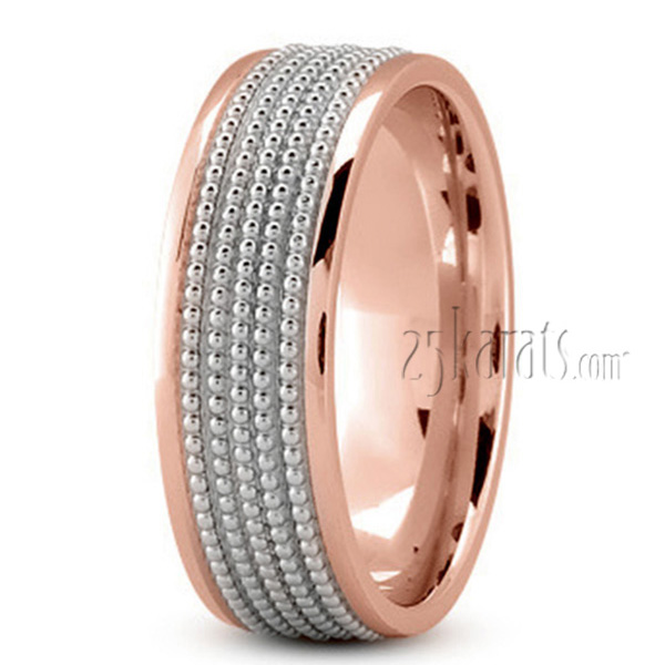 Beaded Design Modern Wedding Band - view 5