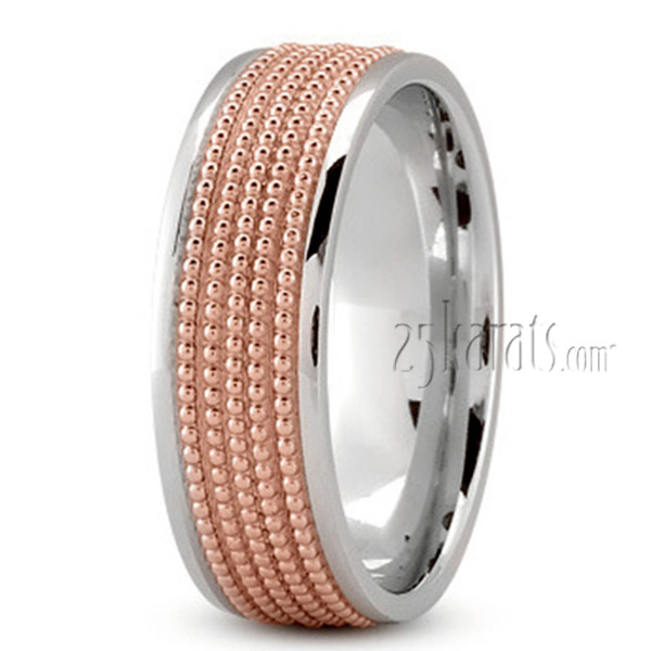 Beaded Design Modern Wedding Band - view 6