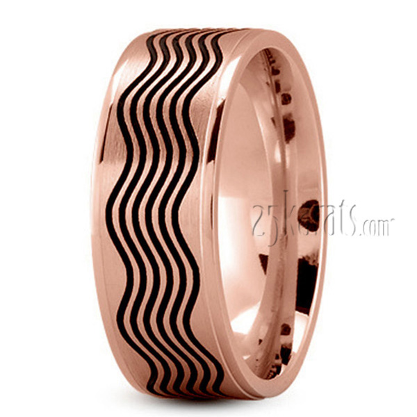 Black Wave Design Wedding Ring - view 4