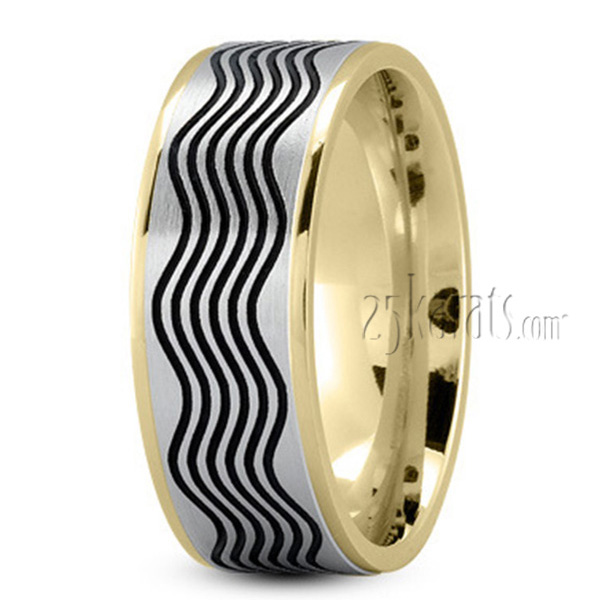 Black Wave Design Wedding Ring - view 5