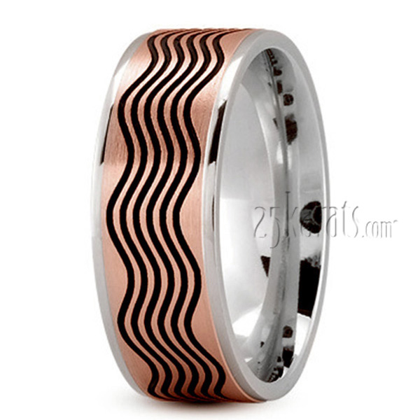 Black Wave Design Wedding Ring - view 7