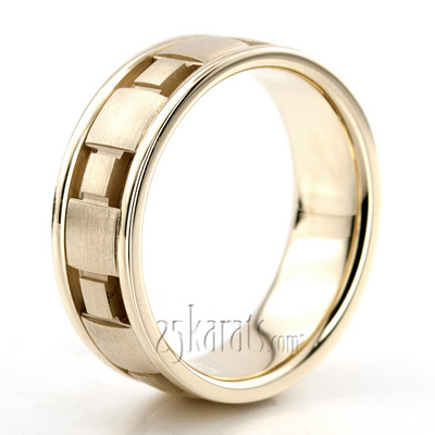 Square Pattern Handcrafted Wedding Ring - view 5 of 5