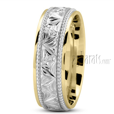 Floral Bead Design Wedding Ring - view 5