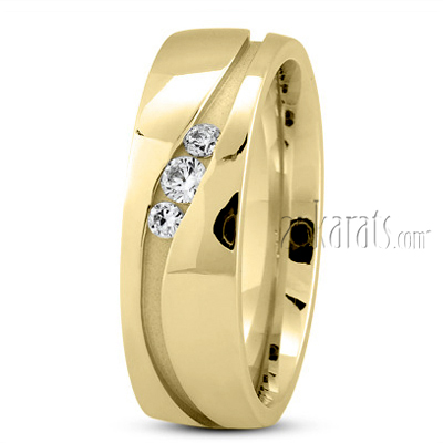 Curved Groove Diamond Wedding Band - view 2