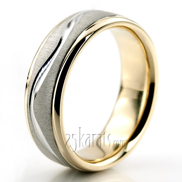 Elegant Wave Design Two-Tone Wedding Ring  - view 2